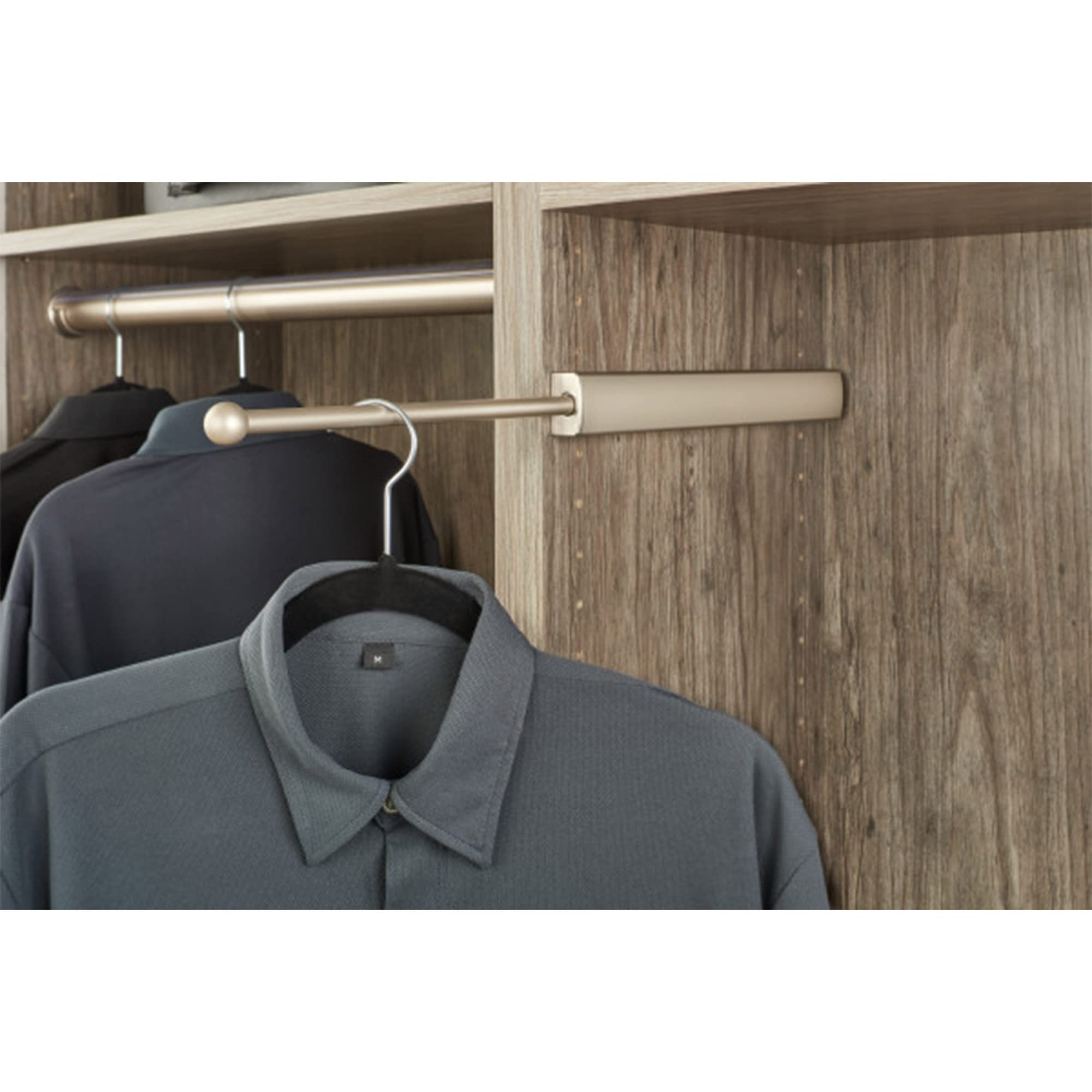 Rev-A-Shelf 14" Pull Out Valet Rod for Closet Organization, Extendable Sliding Clothes Storage Hanging Rack w/Mounting Hardware, Nickel, CVLSL-14-SN-1 - Image 4