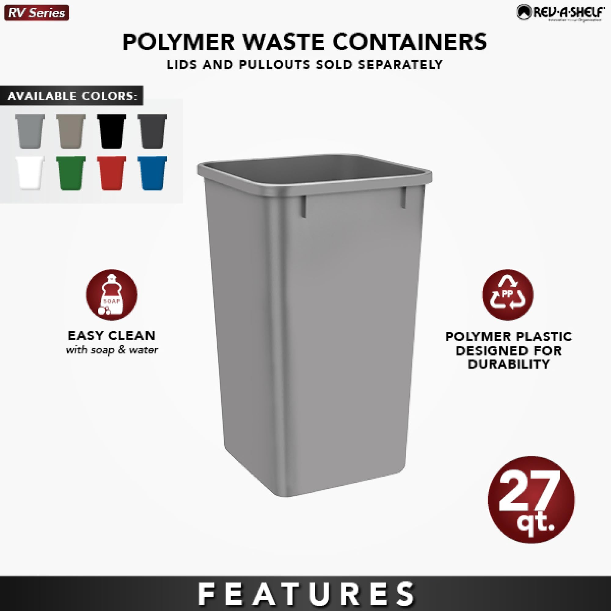 Rev-A-Shelf 27 qt. White Polymer Replacement Waste Container Pullouts - Image 5