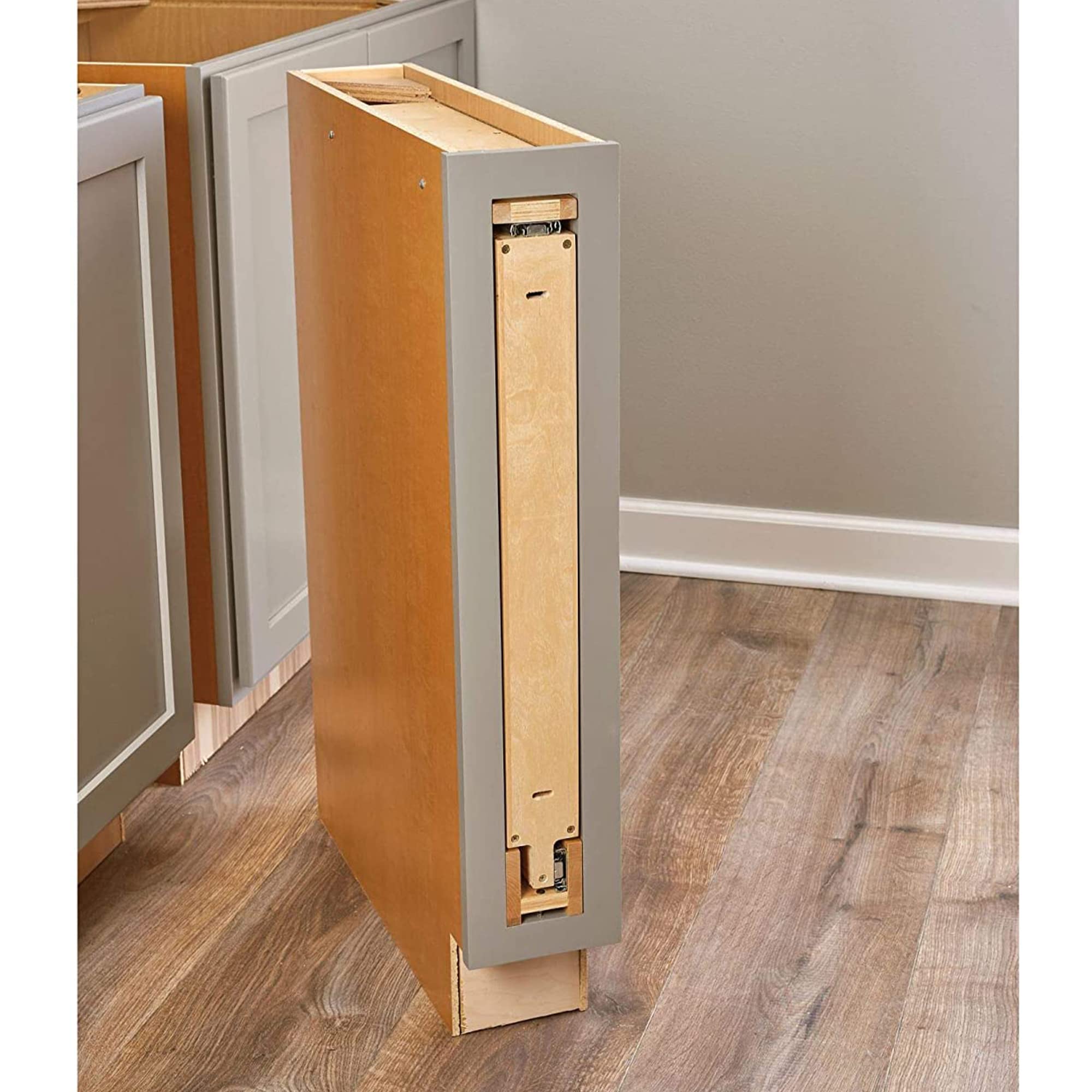 Rev-A-Shelf 3" Pull Out Shelf Organizer for Between Base Kitchen Cabinets, Adjustable Filler Spice Rack Seasoning Storage Holder, Wood, 438-BC-3C - Image 7