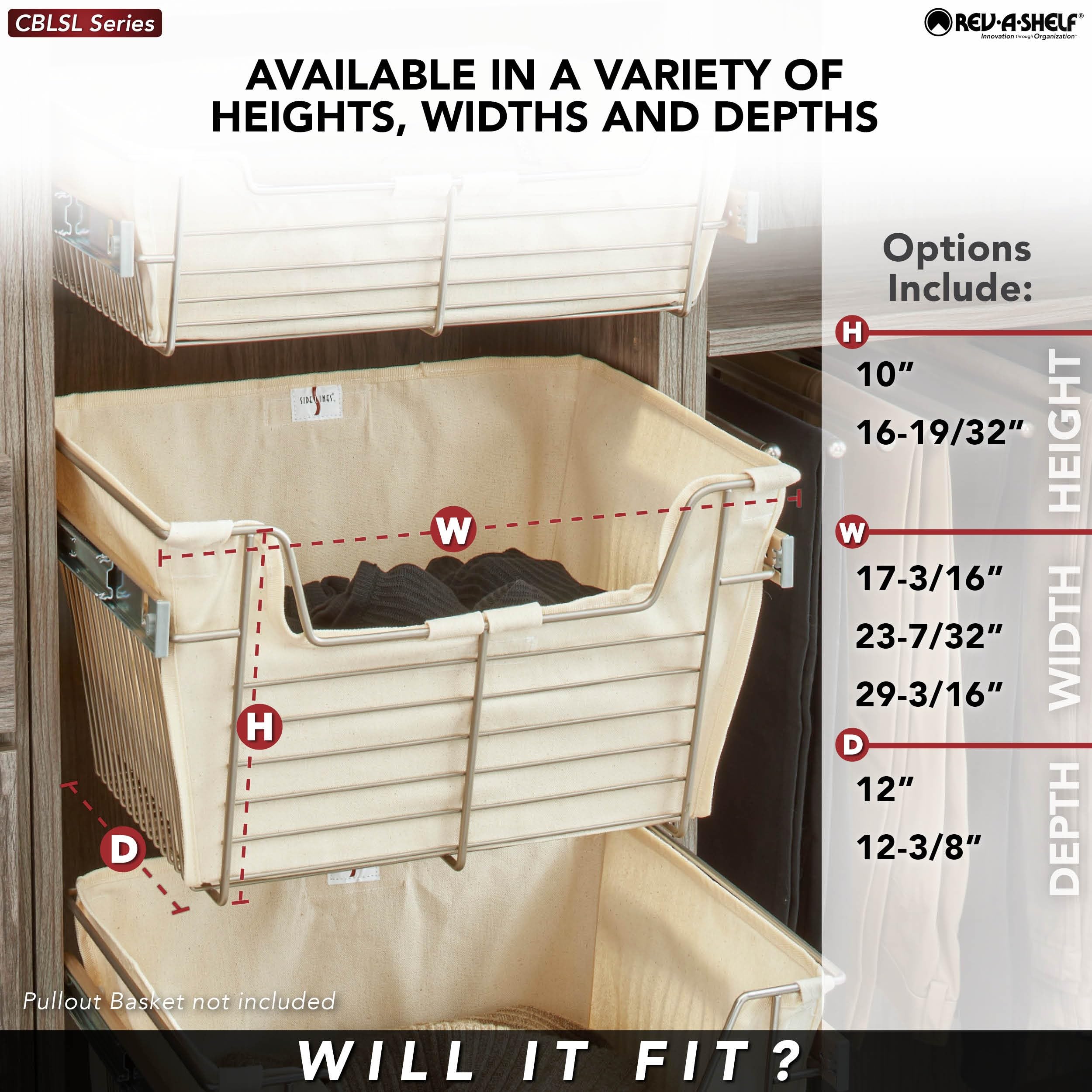 REV-A-SHELF 30" W Basket Liners for Sidelines CBLSL Series Closet Baskets - Image 4