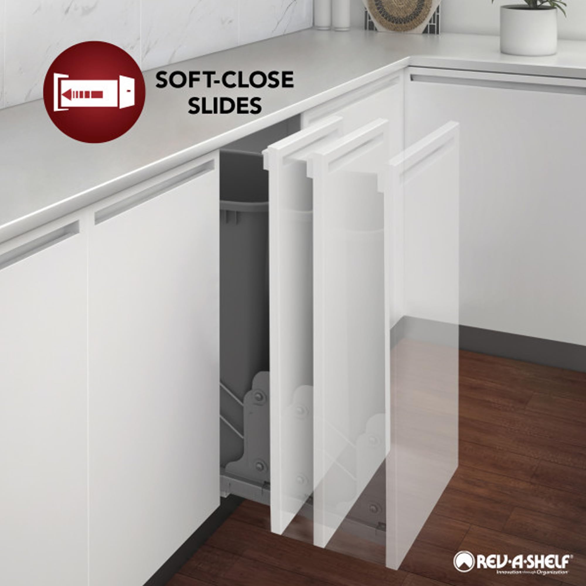 Rev-A-Shelf 11" Pullout Storage Organizer for Base Kitchen/Bathroom Cabinets, Spice Rack/Pantry Shelves with Soft-Close Slides, Wood, 448-BDDSC-11C - Image 6