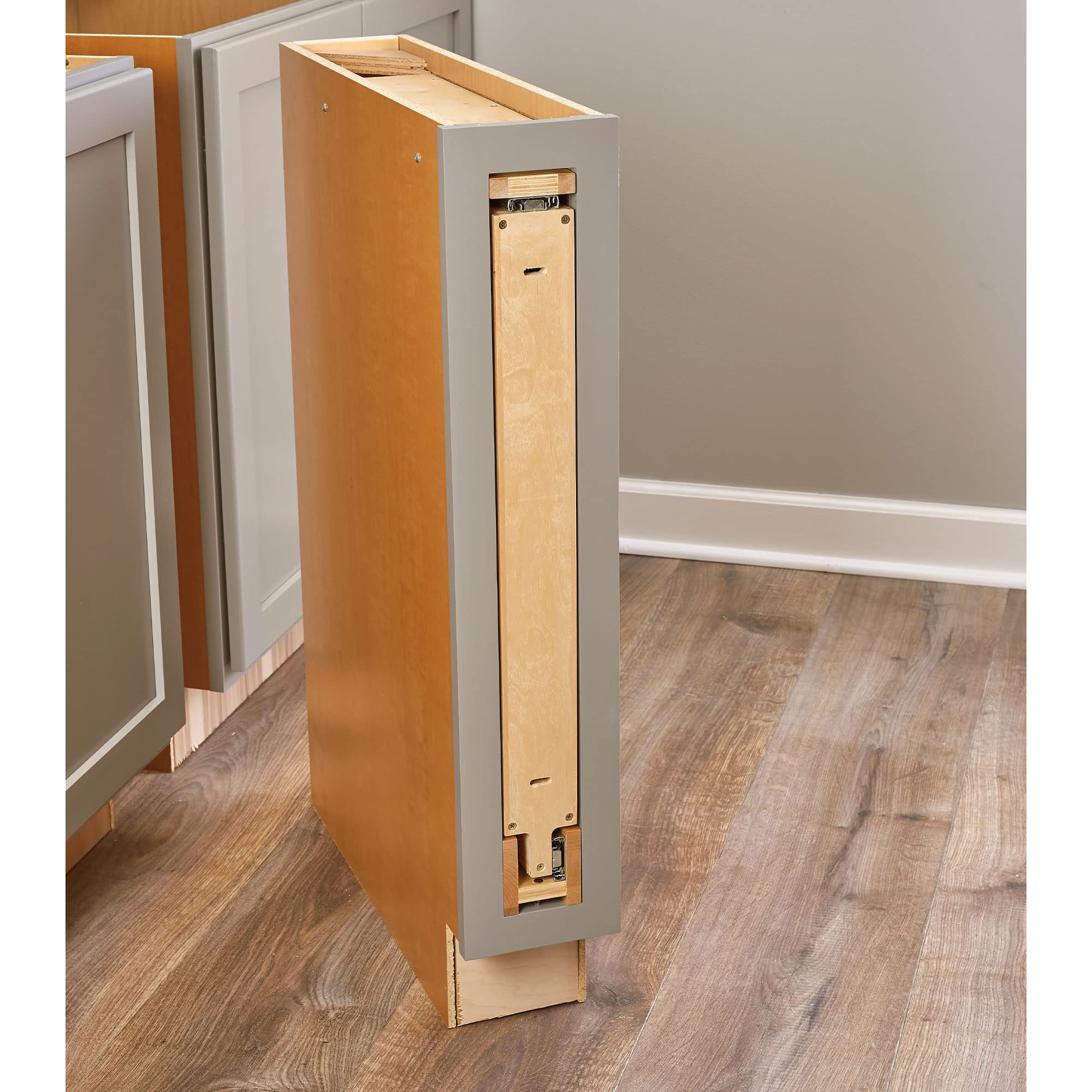 Rev-A-Shelf 6" Pull Out Shelf Organizer for Between Base Kitchen Cabinets, Adjustable Filler Spice Rack Seasoning Storage Holder, Wood, 438-BC-6C - Image 4