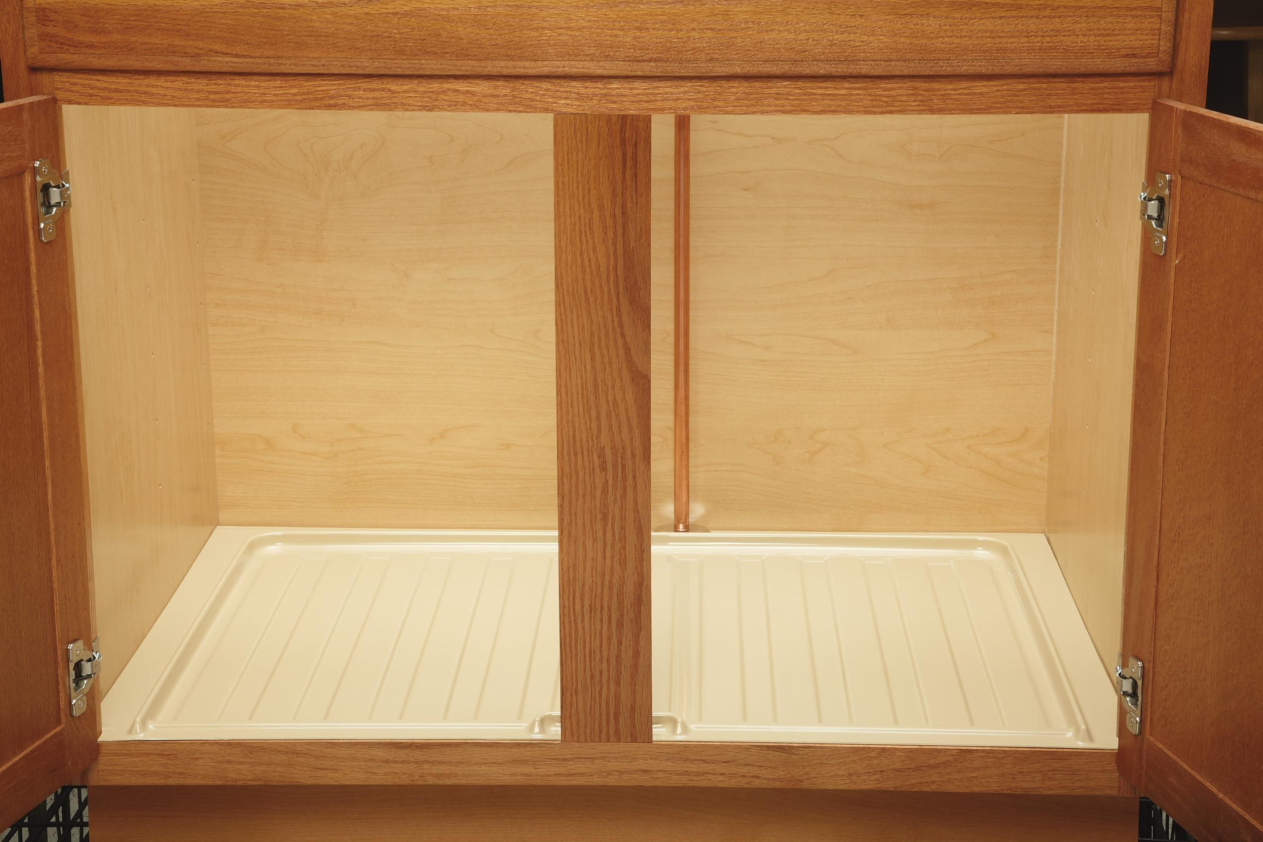 REV-A-SHELF Almond Polymer Trim-to-Fit Drip Tray for 21" - 24" Vanity Sink Base Cabinets - Image 6