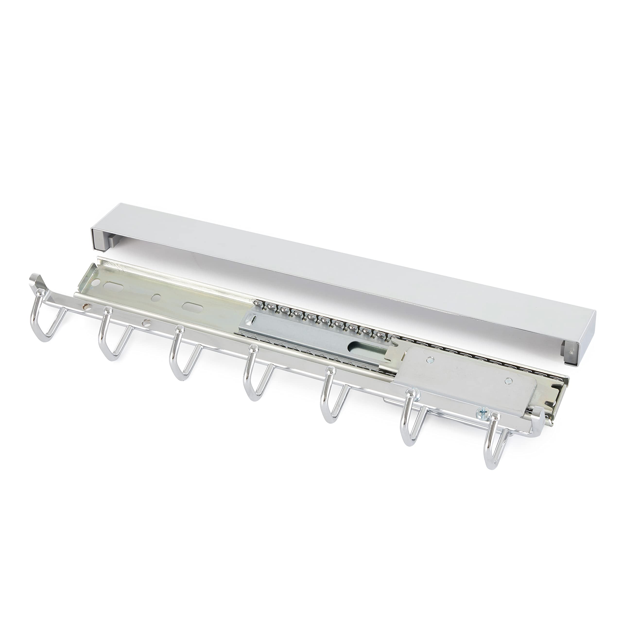 Rev-A-Shelf Sidelines 14" Pull Out Sliding Deluxe Belt, Scarf, Tie Accessory Organization Rack Holder Hanger with 7 Hooks, Chrome, CBRSL-14CR-1 - Image 6