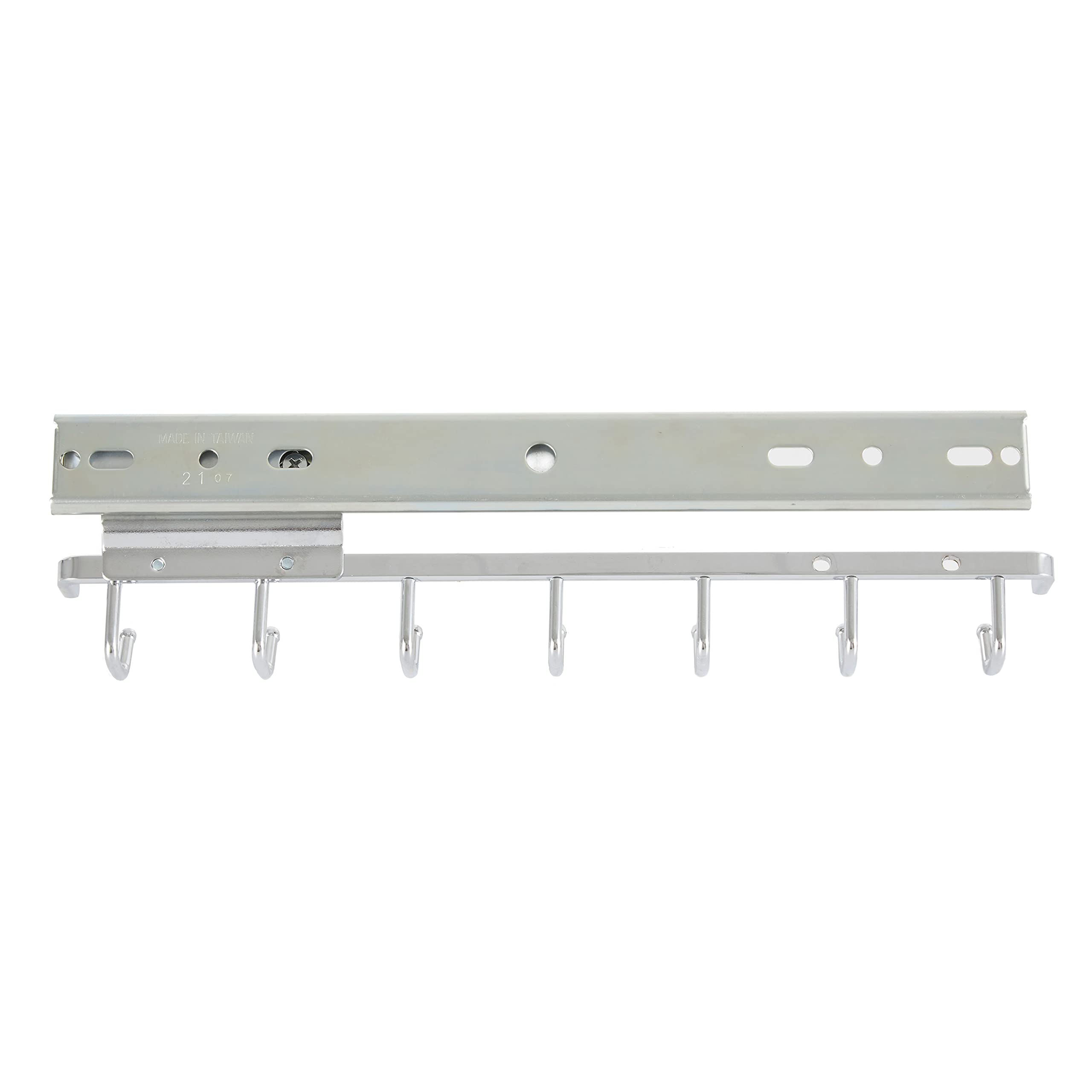 Rev-A-Shelf Sidelines 14" Pull Out Sliding Deluxe Belt, Scarf, Tie Accessory Organization Rack Holder Hanger with 7 Hooks, Chrome, CBRSL-14CR-1 - Image 9
